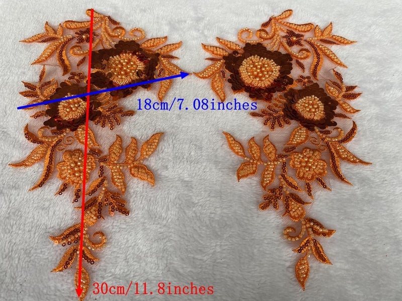 wtbvn Sewing Beads lace Applique one Pair sew on Pearl Trimming Patch Decorative Accessories for Clothes 2pieces/Bag 11.8X7.08inches (Light Green) - Image 4